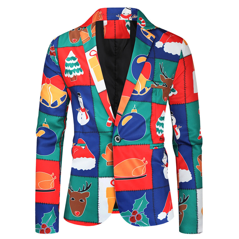 Gelegenheids blazer met kerst print - Marcel