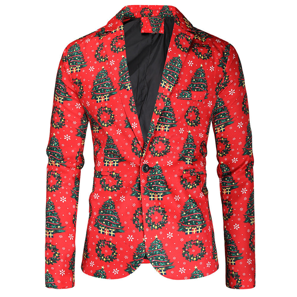 Gelegenheids blazer met kerst print - Marcel