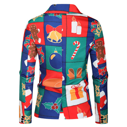 Gelegenheids blazer met kerst print - Marcel