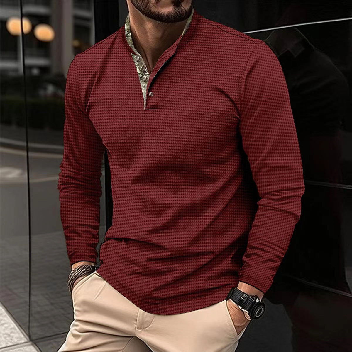 Casual longsleeve polo met kraag - Endør