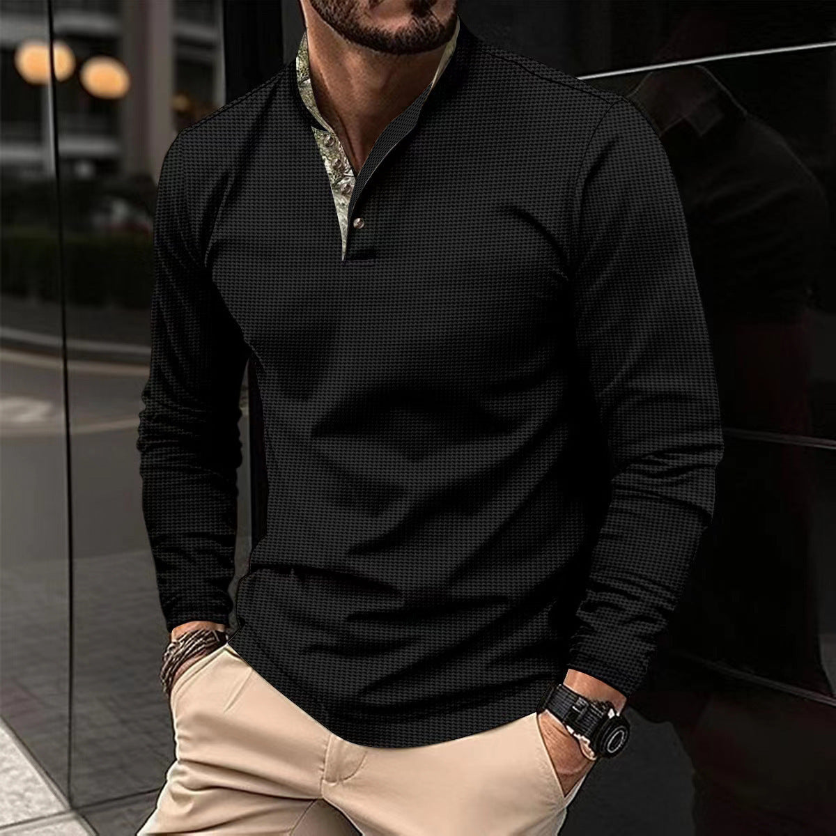 Casual longsleeve polo met kraag - Endør